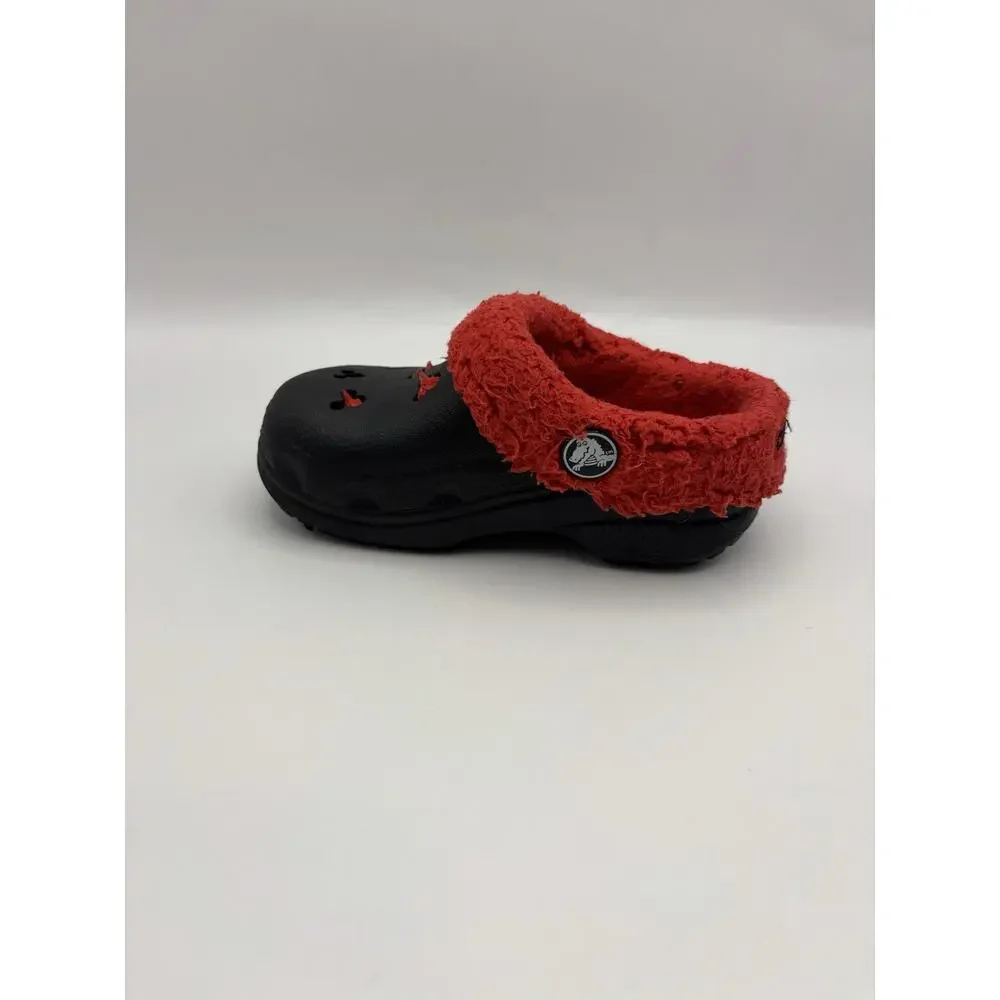 Crocs Disney Mickey Mouse Black And Red Fuzzy Clogs Kids Size 6 Or 7 C